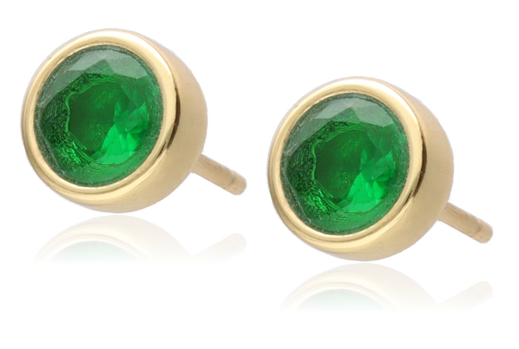 Silver Earrings Gold Plated Emerald