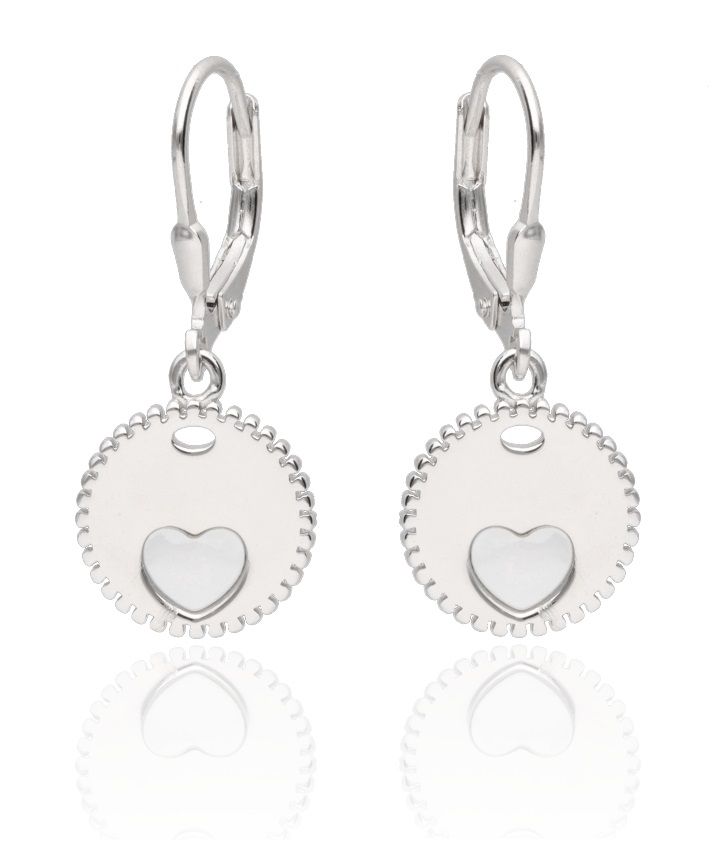 Silver Earrings Heart English Shell