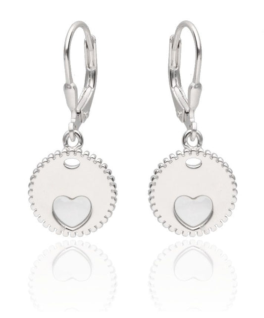 Silver Earrings Heart English Shell