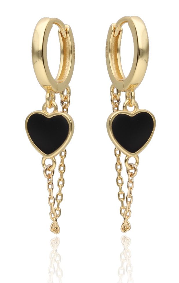 Silver Earrings Gold Plated Heart