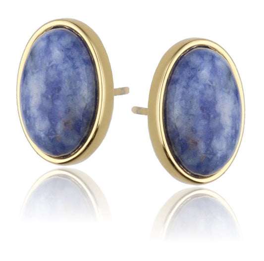 Silver Earrings Sodalite Gold Plated 16mm