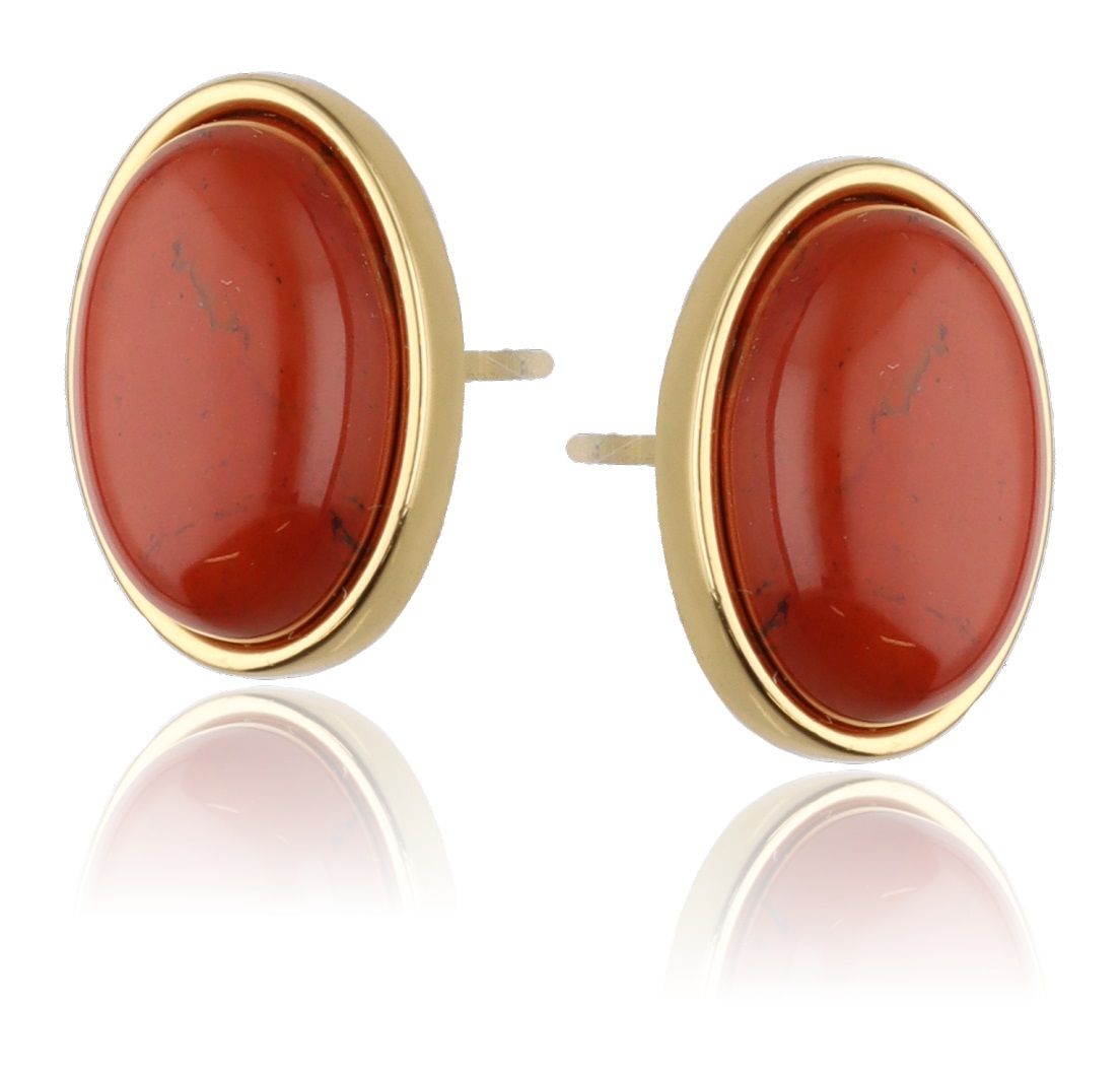 Silver Earrings Red Jasper Plated 16mm