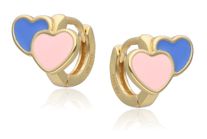 Silver Earrings Gold Plated Heart