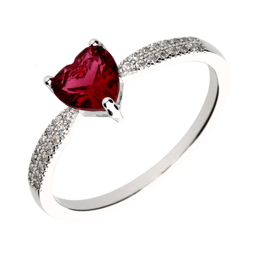 Silver Ring Us Size #6 #6.5 #7 #7.5 #8 Ruby ​​Heart