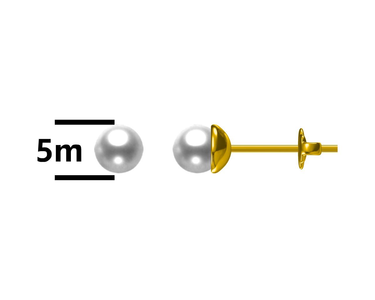 Sudraba auskari Pearl 5 mm apzeltīti