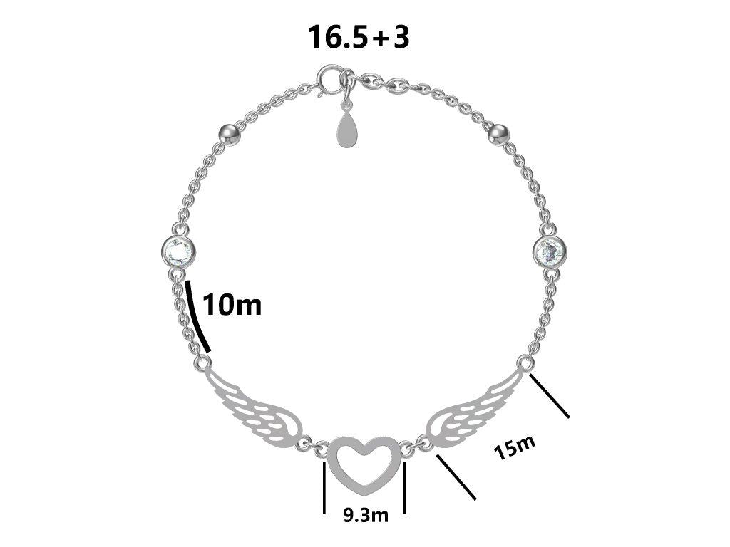 Silver Bracelet Heart Wings