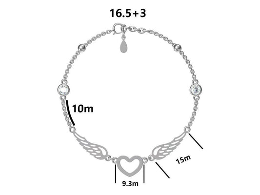 Silver Bracelet Heart Wings