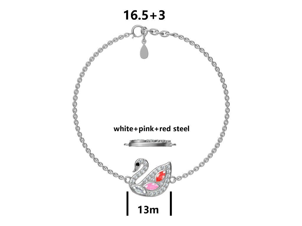 Silver Bracelet White + Pink + Red Part