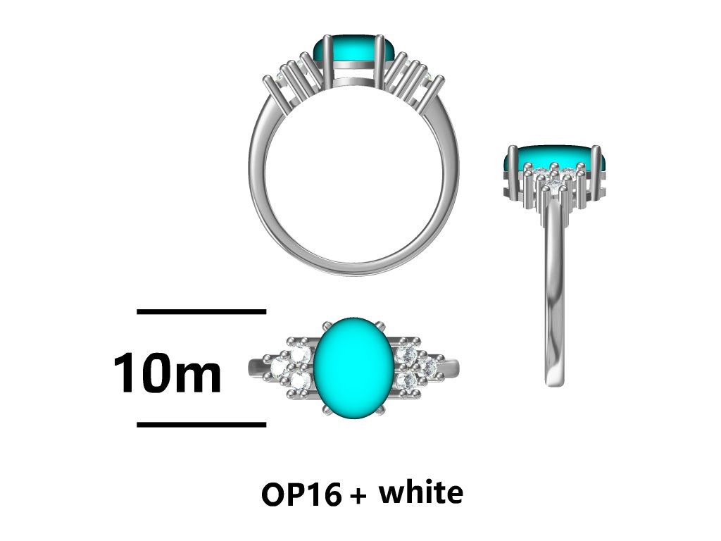 Silver Ring Us Size: #6 #6.5 #7 #7.5 #8 #8.5 Opal Op16+White