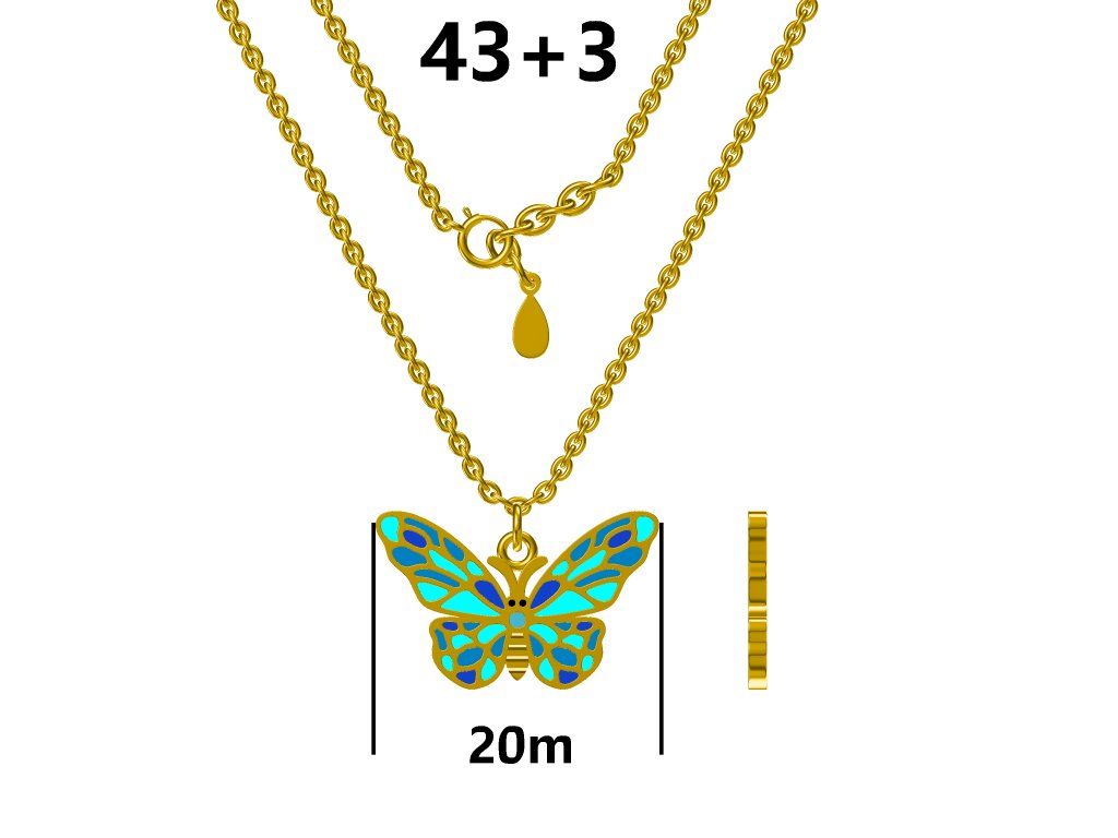 Silver Necklace Butterfly Gold Plated