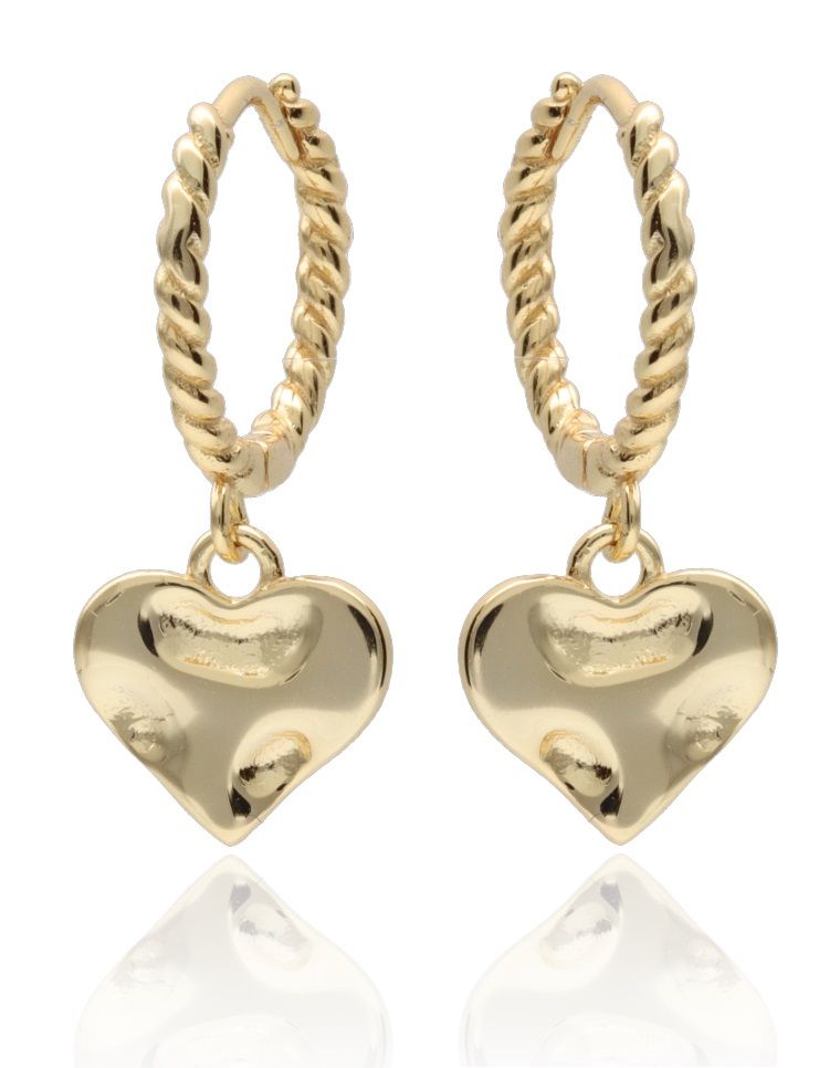 Silver Earrings Gold Plated Heart