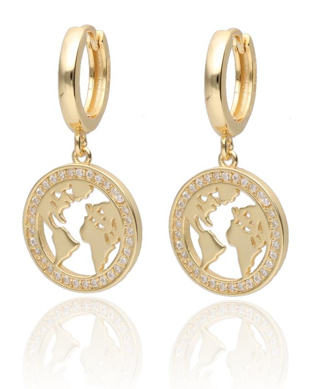 Silver Earrings Gold Plated Earth