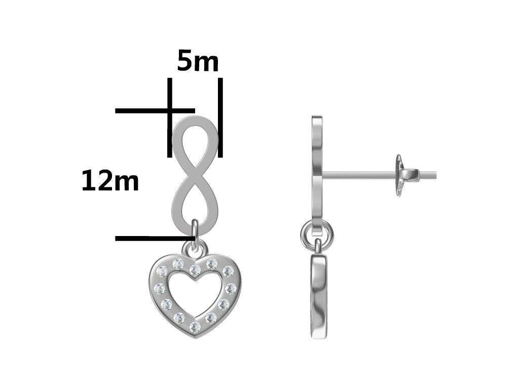 Silver Earrings Infinity Heart