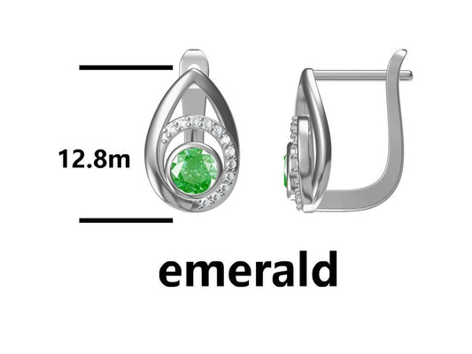 Silver Earrings Emerald