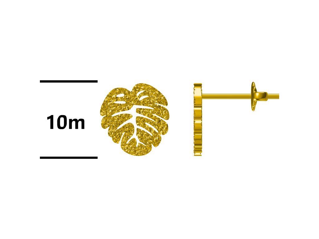 Sudraba Auskari Apzeltīti Monstera