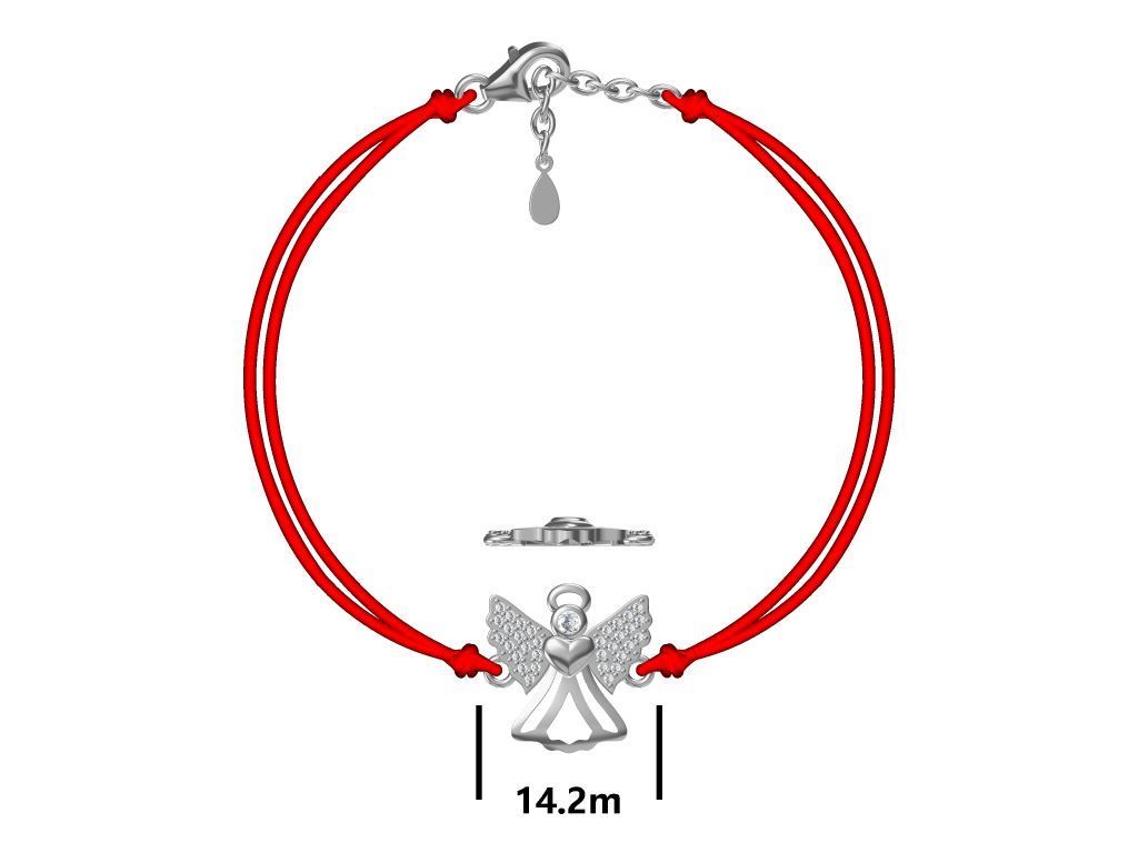 Silver Bracelet Red Angel