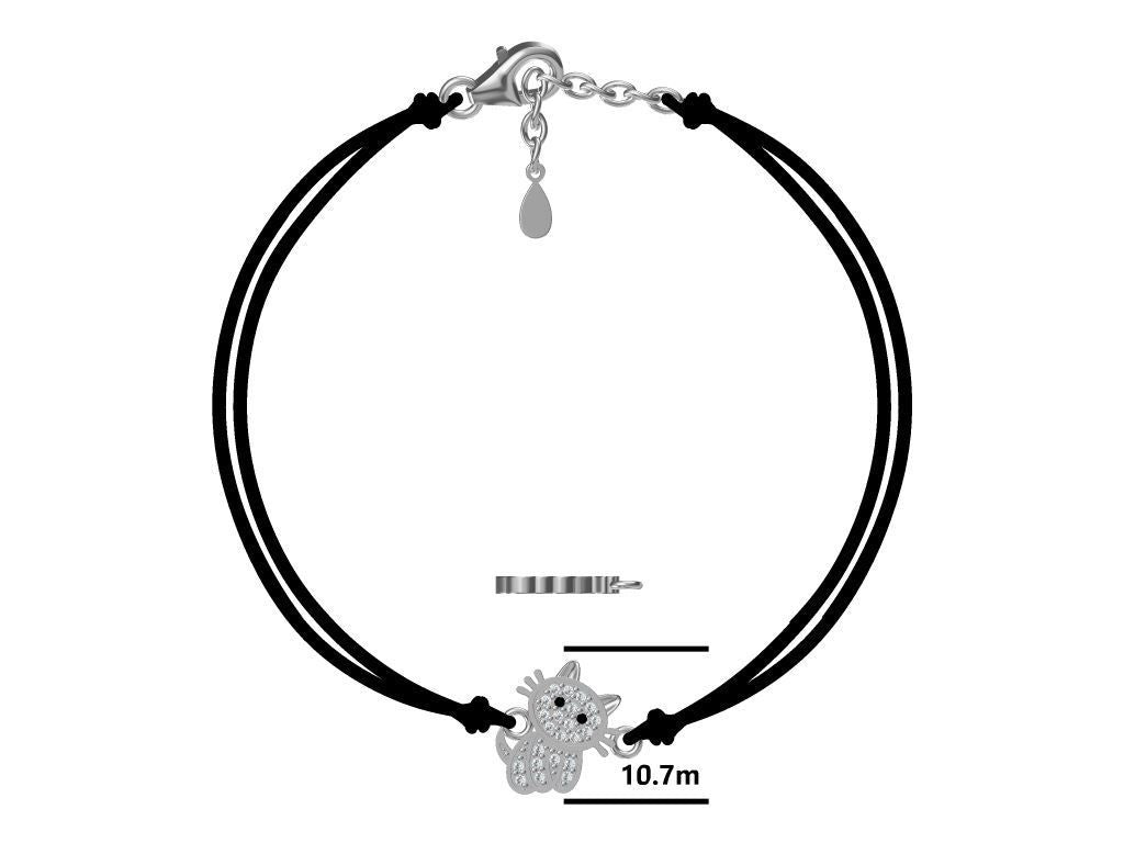 Silver Bracelet Black Cat