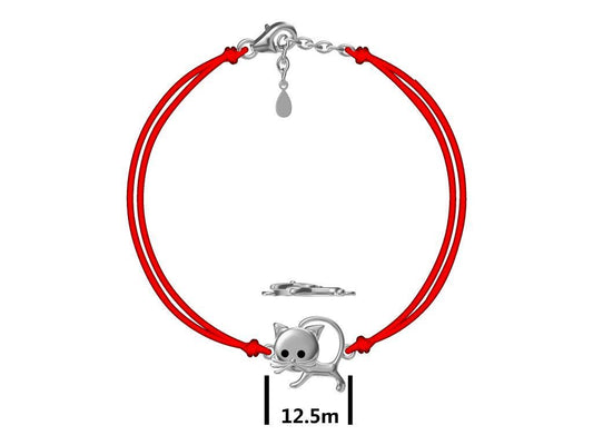 Silver Bracelet Red Cat