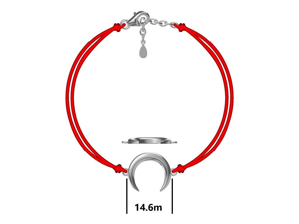 Silver Bracelet Moon Red