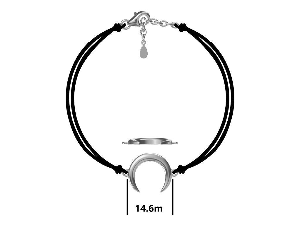 Silver Bracelet Moon Black