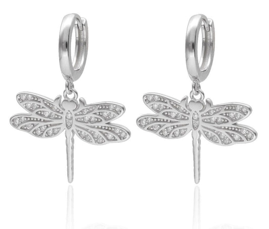 Silver Earrings Dragonfly