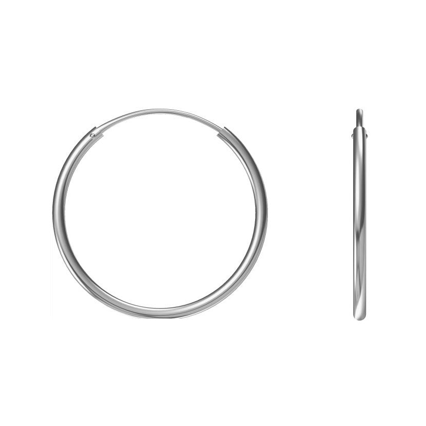 Silver Earrings Hoop 1.5 x 25 mm Infinity Closure