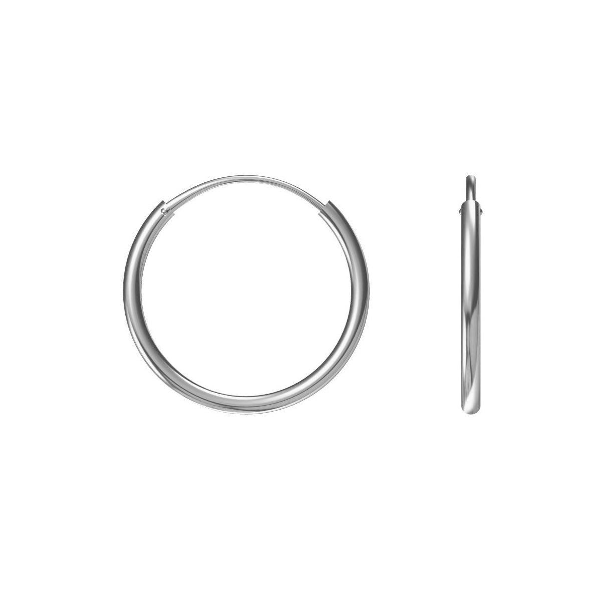 Silver Earrings Hoop 1.5 x 18 mm Infinity Closure