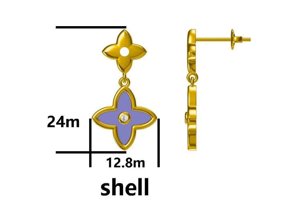 Sudraba Auskari Shell Apzeltīts