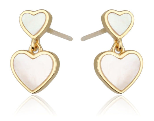 Silver Earrings Heart Shell Gold Plated