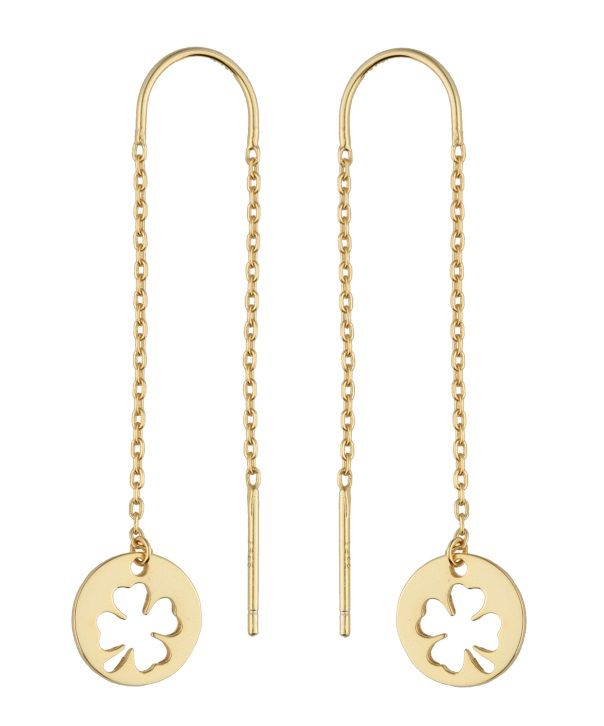 Silver Earrings Dragged Gold Plated Clover