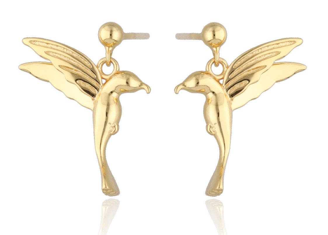 Silver Earrings Bird Gold Plated 17.3M