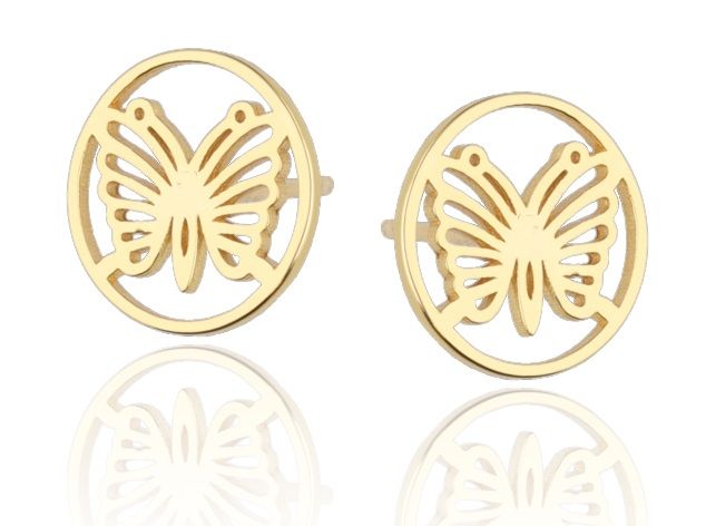 Silver Earrings Butterfly Gold Plated 11M