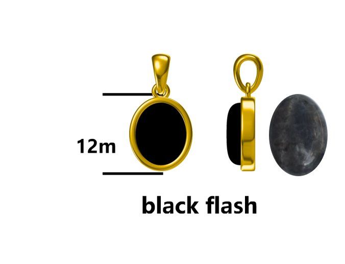 Silver Pendant Gold Plated Black Flash 8X10L