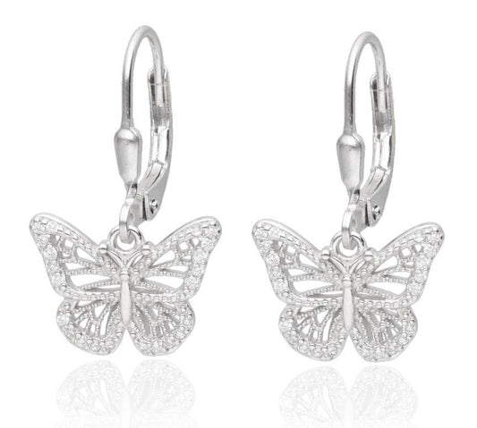 Silver Earrings Butterfly, Long 14 M