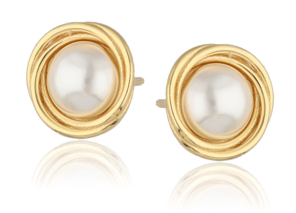 Silver Earrings Pearl Gold Plated 10.7 mm