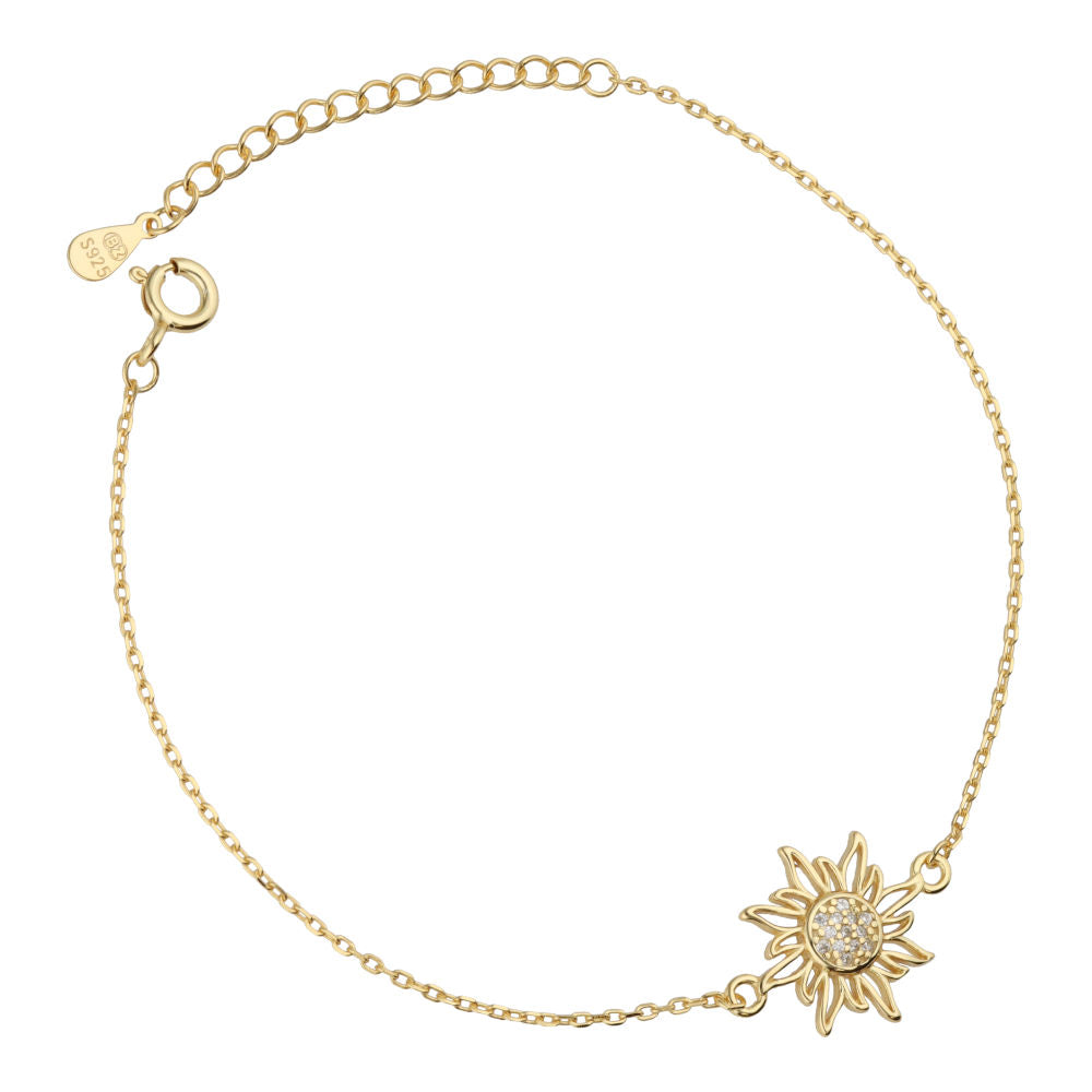 Silver Bracelet Gold Plated Sun
