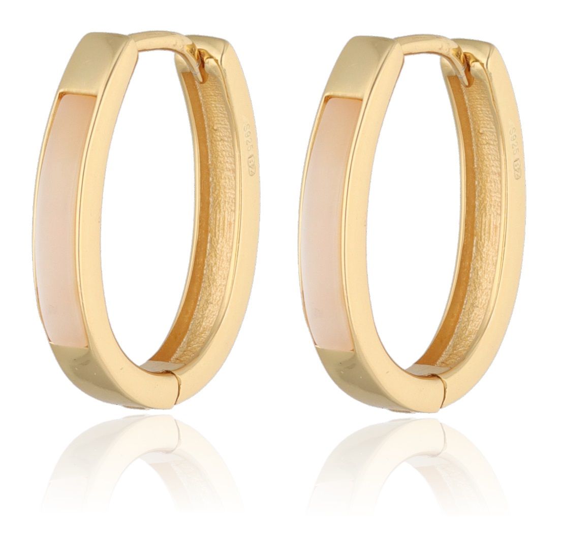 Silver Earrings Classic Hoops with Mother of Pearl | 20.3 mm, Gold Plated