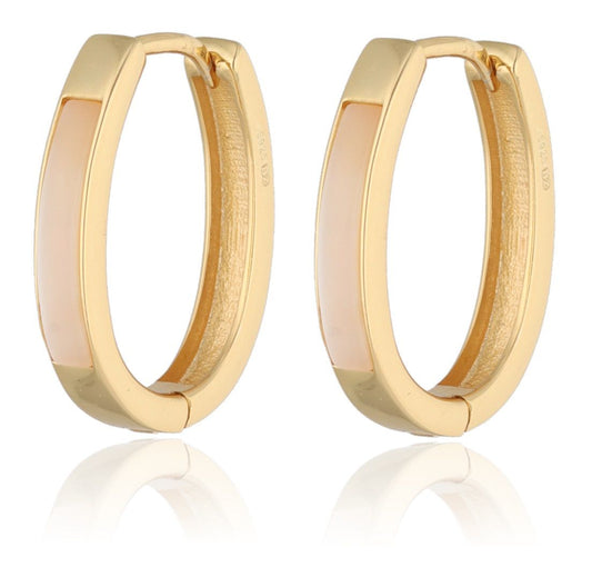 Silver Earrings Classic Hoops with Mother of Pearl | 20.3 mm, Gold Plated