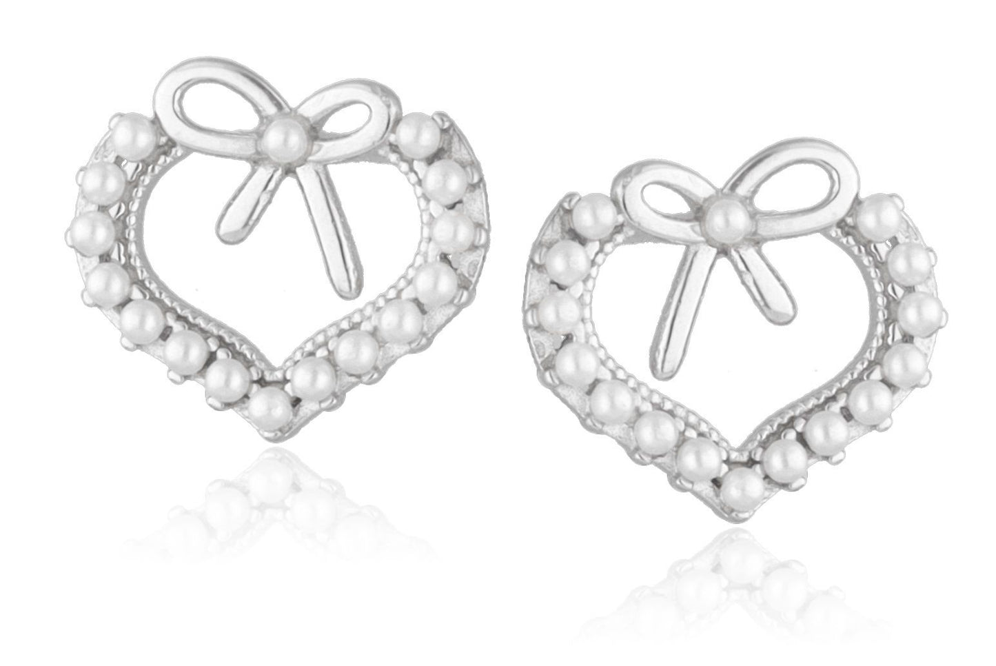 Sudraba auskari Infinity Heart Pearl 12M