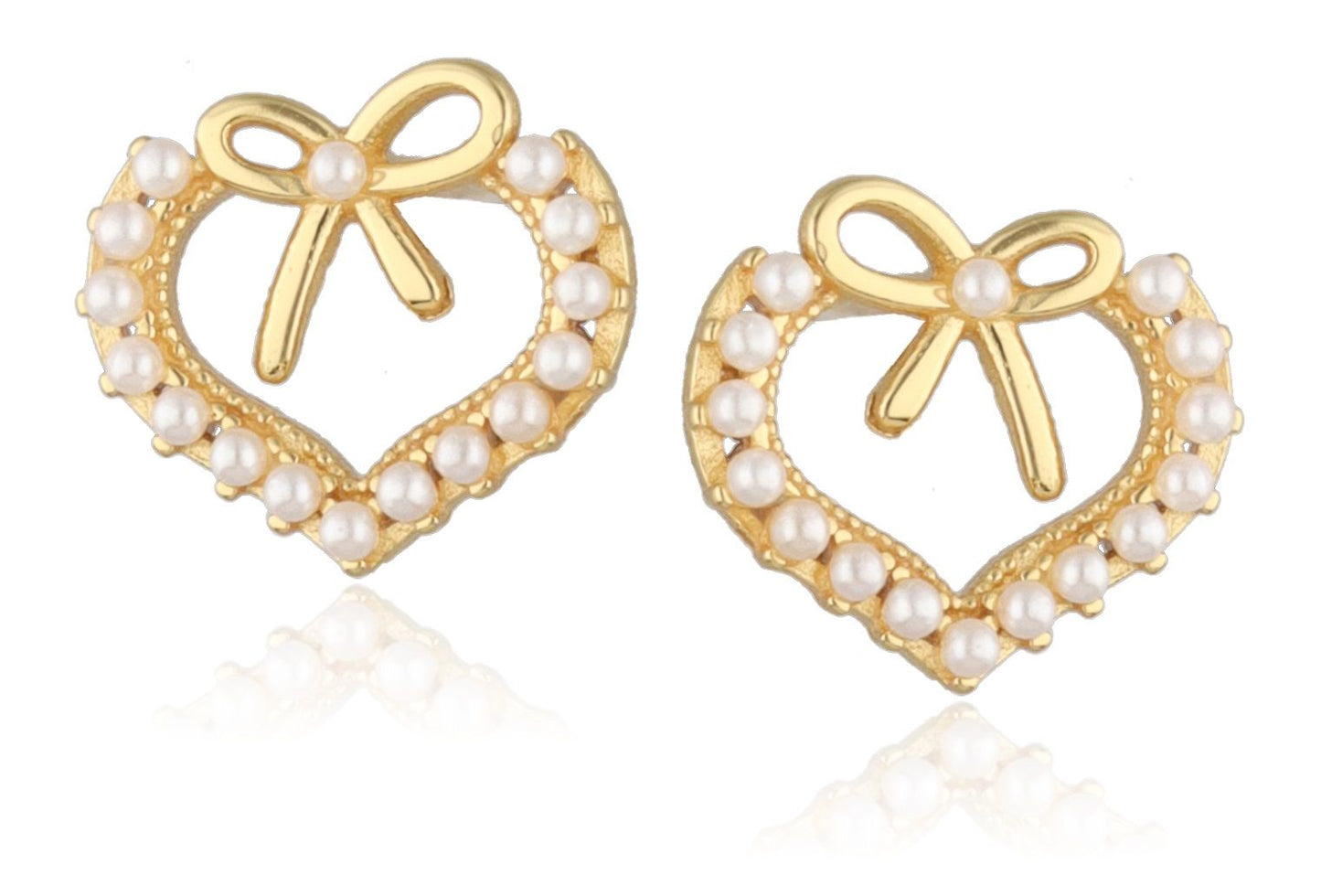 Silver Earrings Pearl Heart Gold Plated 15.3M