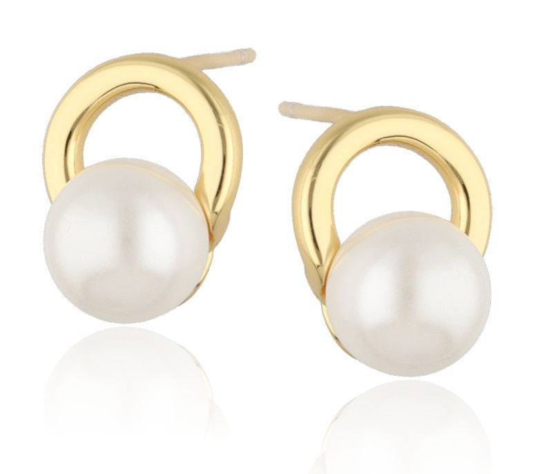 Silver Earrings Gold Plated Pearl 13.3M