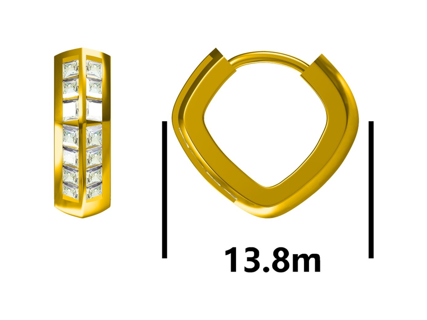 Sudraba auskari zeltīti 13,8 mm