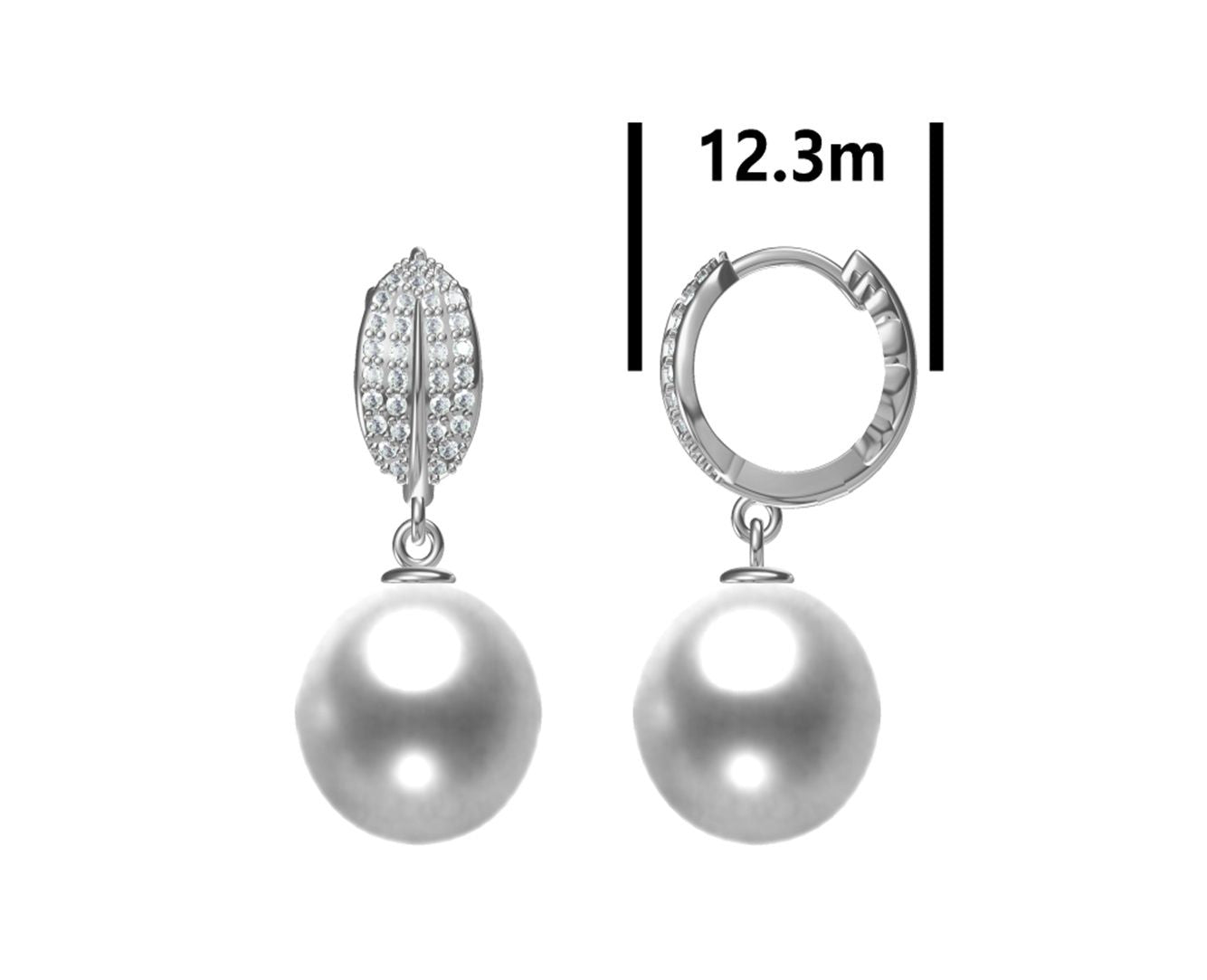 Silver Earrings Pearl 12.3M