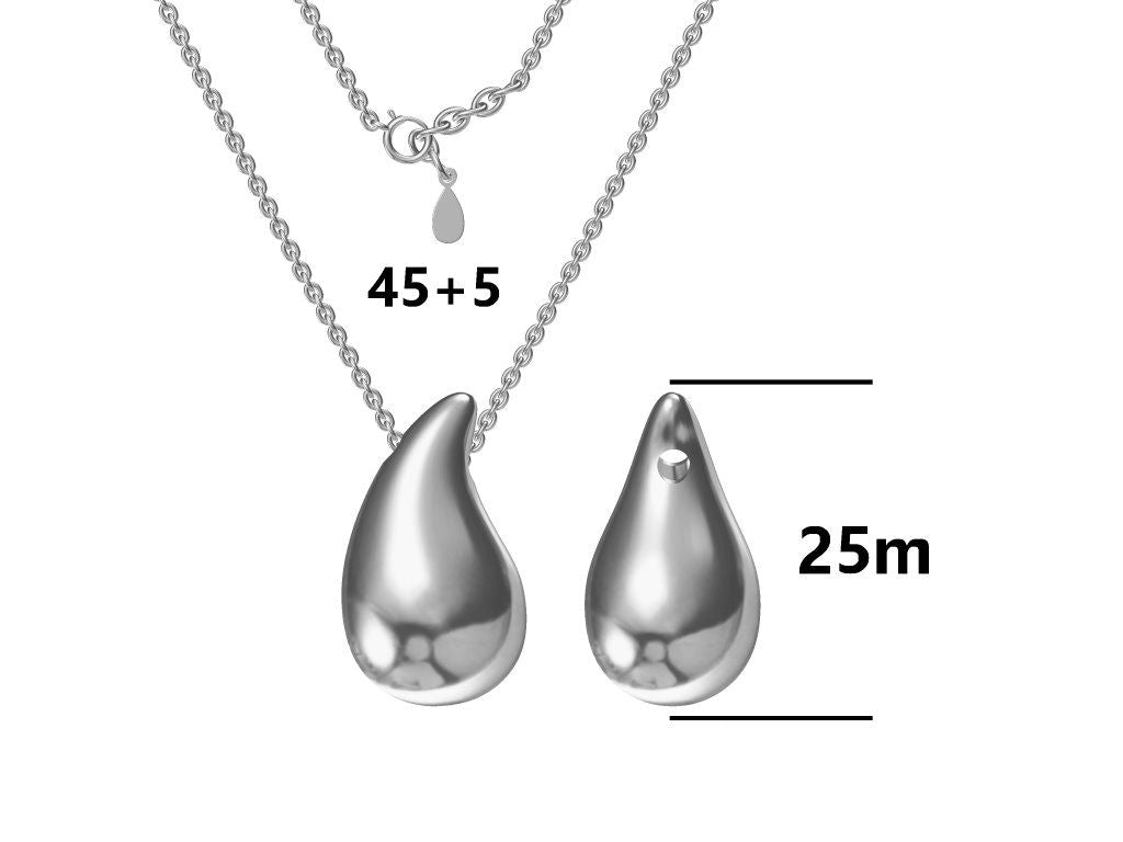 Silver Necklace Drop 45+5 25Mm