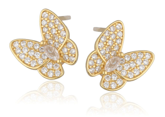 Silver Earrings Butterfly Gold Plated 10.5M