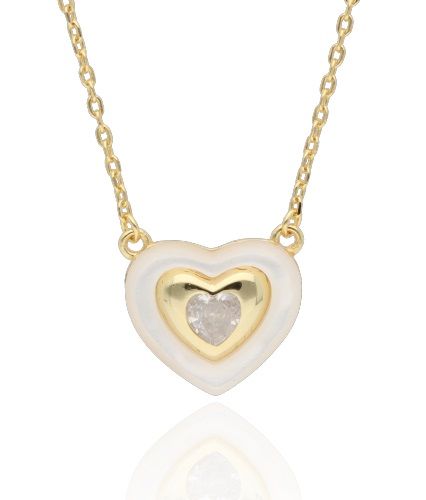 Silver Necklace Heart Shell 43+3 Gold Plated 12.6M