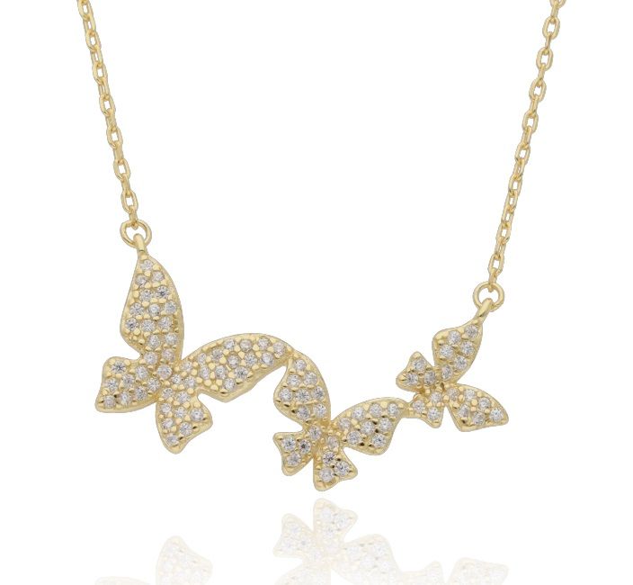 Silver Necklace Butterfly 43+3 Gold Plated