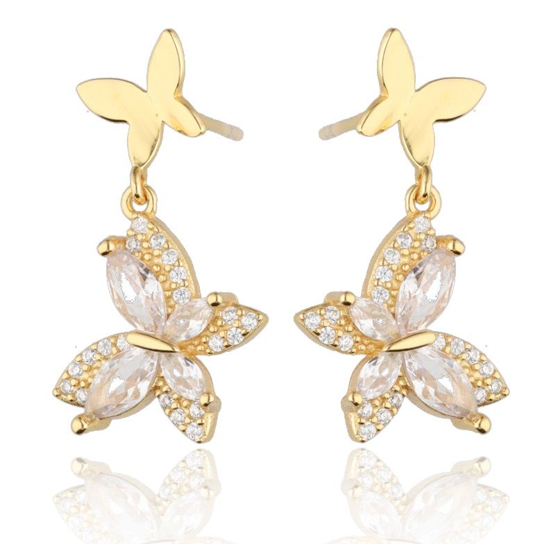 Silver Earrings Butterfly Gold Plated 24.8 M