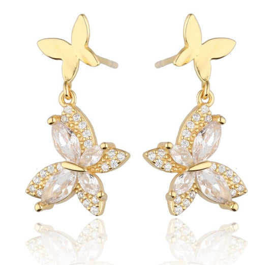 Silver Earrings Butterfly Gold Plated 24.8 M