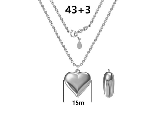 Sudraba kaklarota piepūšamā sirds 15Mm